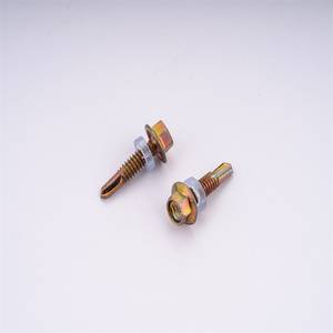 china wholesale Hexagonal Self Drilling Screw Yellow Zinc Material Hex Self Drilling Roofing Screws With Rubber Washer