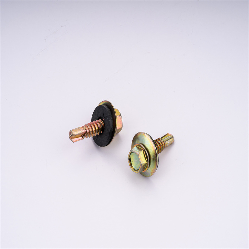 china wholesale Hexagonal Self Drilling Screw Yellow Zinc Material Hex Self Drilling Roofing Screws With Rubber Washer