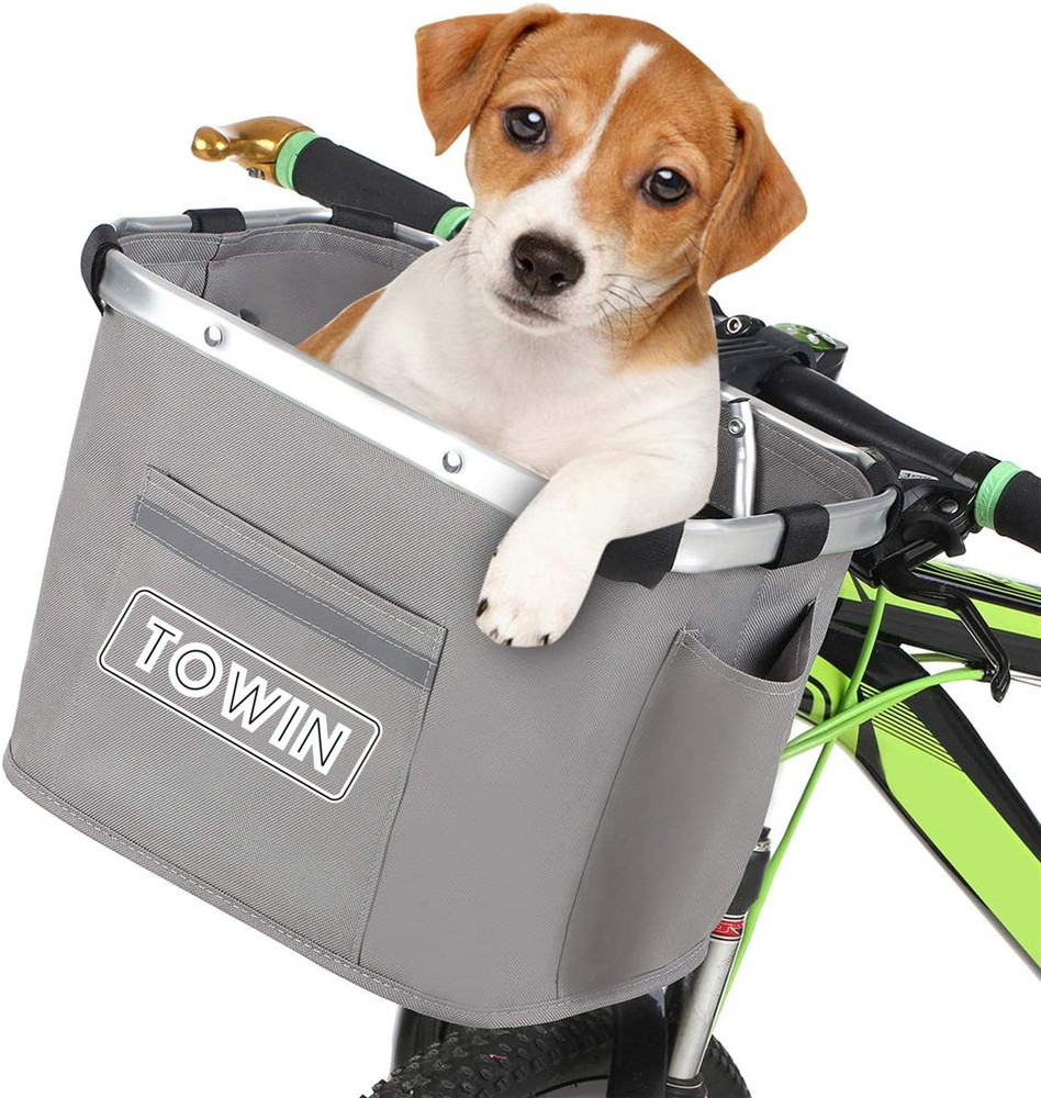 Custom Pet Carrier Bicycle Basket Bag Bike Basket Folding Pet Carrier Dog Cat Bicycle Handlebar Front Basket