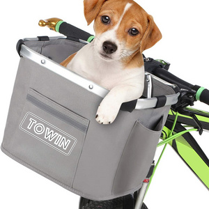 Custom Pet Carrier Bicycle Basket Bag Bike Basket Folding Pet Carrier Dog Cat Bicycle Handlebar Front Basket