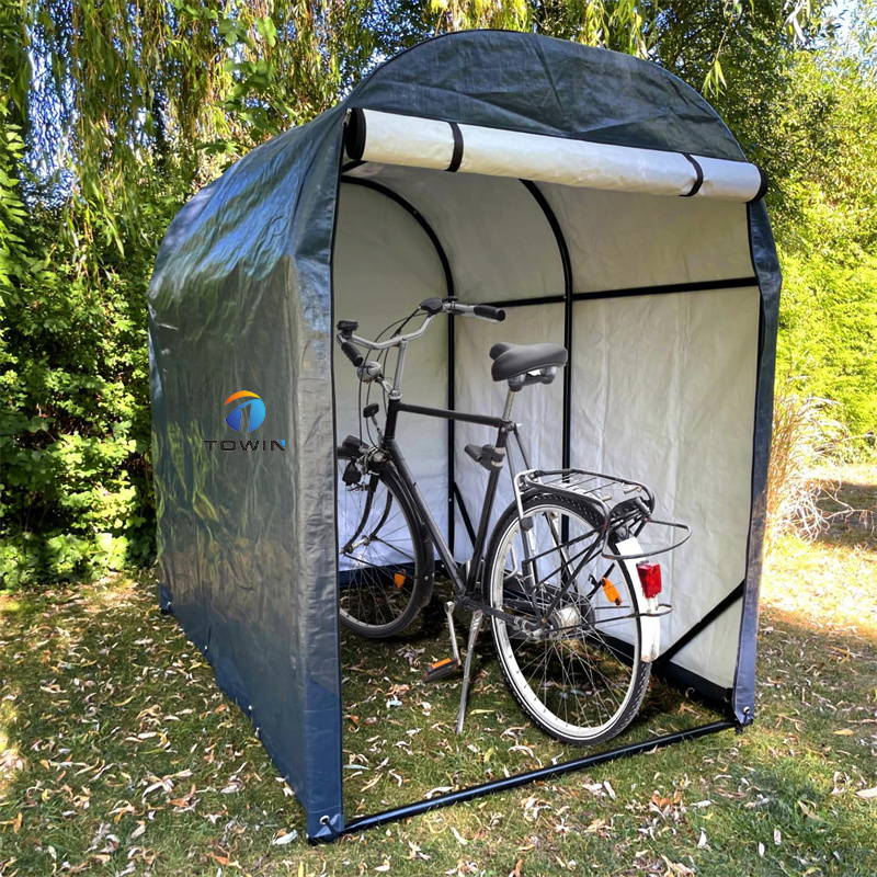 Portable Outdoor Storage Shed 120x163x176cm Canopy Shelter with Roll-up Zipper Door for Bike Motorcycle