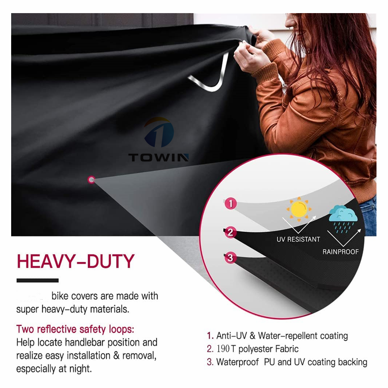 Outdoor Waterproof UV Protection Polyester Tear Resistant Dust Bike Cover Heavy Duty Bicycle Cover for All-Season