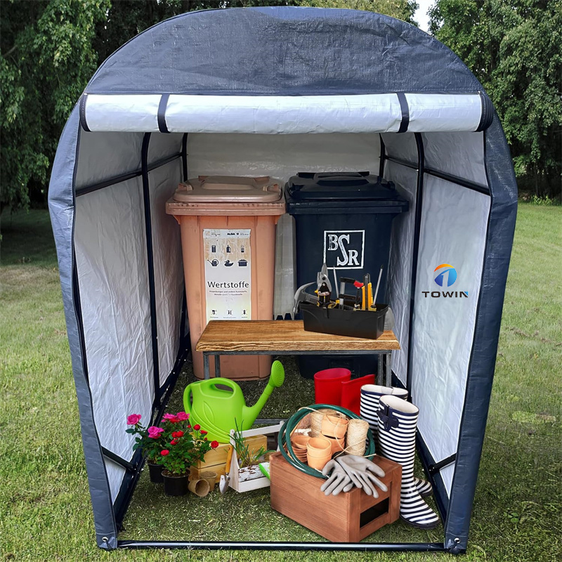 Portable Outdoor Storage Shed 120x163x176cm Canopy Shelter with Roll-up Zipper Door for Bike Motorcycle