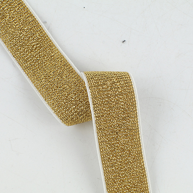 In-stock Over gold / silver / black 1-5cm Glitter Shiny Metallic Elastic Band Tape