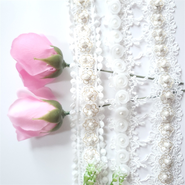 Lace Applique Beaded Tape Handmade Trimming Seed Dress Hotsale Pearl Trim For Wedding