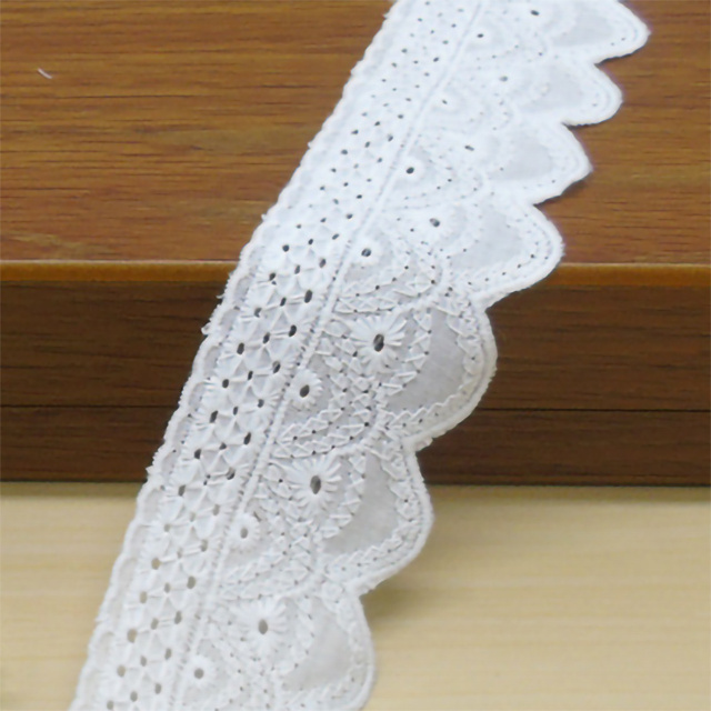 2021 New style Swiss embroidery cotton  voile mesh/eyelet lace trimming