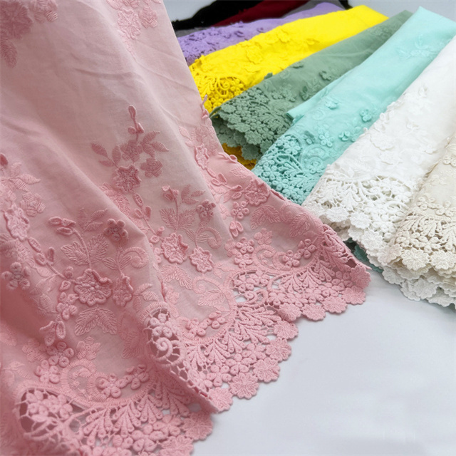 wholesale can be dyed eyelet fabric pure white cotton embroidery lace fabric