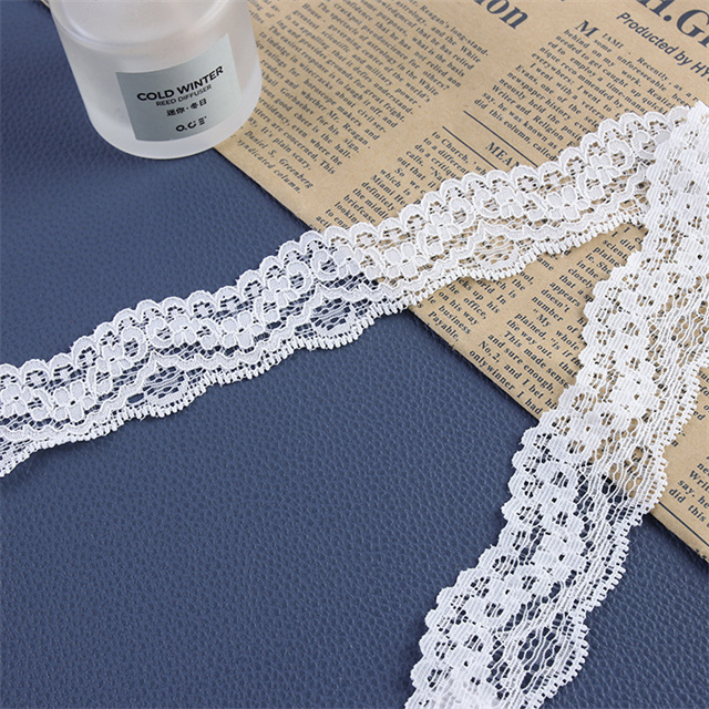 wholesale French elastic  Lace Fabric 2020 White Nylon decorative Laces Elastic Trim for bra