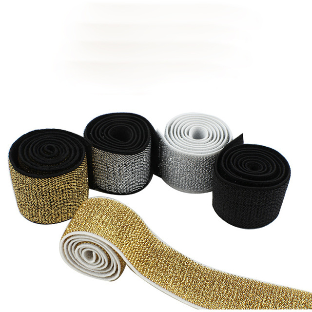 In-stock Over gold / silver / black 1-5cm Glitter Shiny Metallic Elastic Band Tape