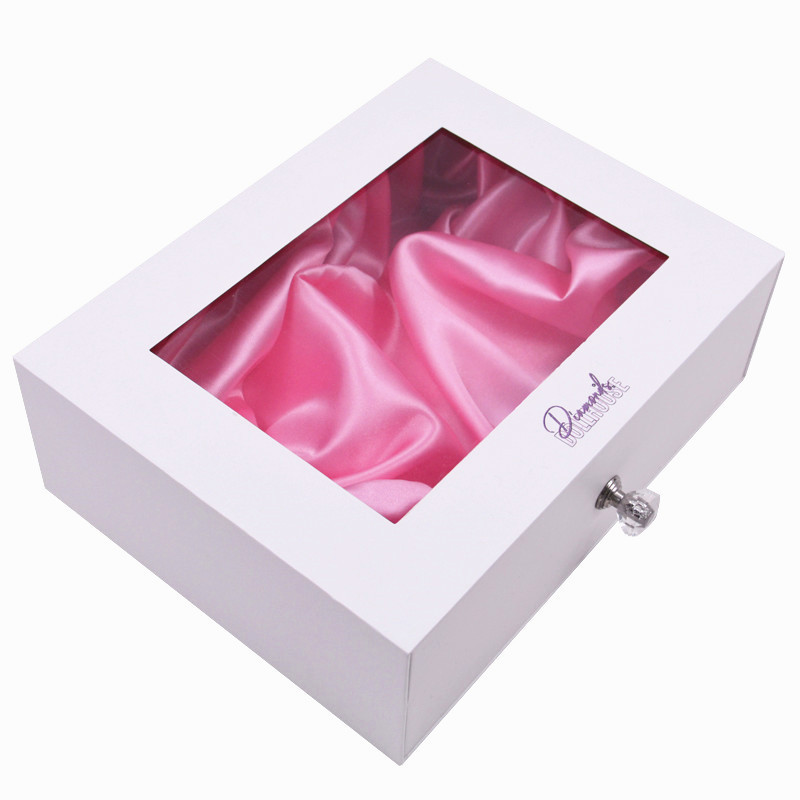 Wholesale customization satin insert gift box Drawer packaging box with handle for wig Hair packaging