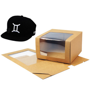 Wholesale paper box for hat packaging custom LOGO sport baseball cap gift hat box packaging with clear PVC window