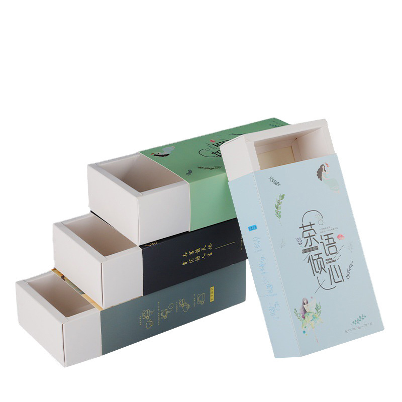 Custom folding paper box tea bags packaging box kraft paper slide drawer gift box for soap sock towel packaging