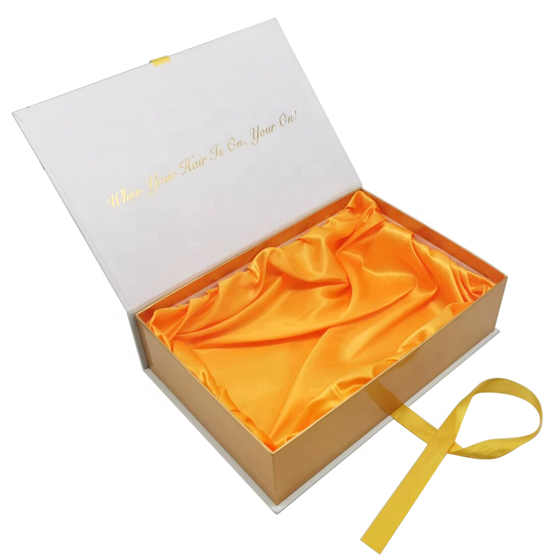 Luxury Custom Logo Clothing Swimwear Dress Pants Wigs Packaging Box Gift Box with Ribbon and Satin for Hair Extensions Products