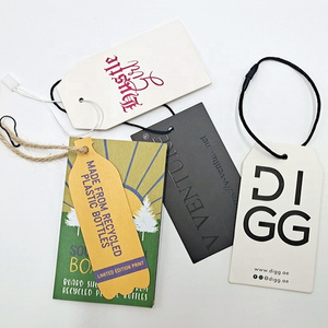 custom luxury cardboard clothing hang tags design printing logo high end garment tags label hang swing tag with string and pin