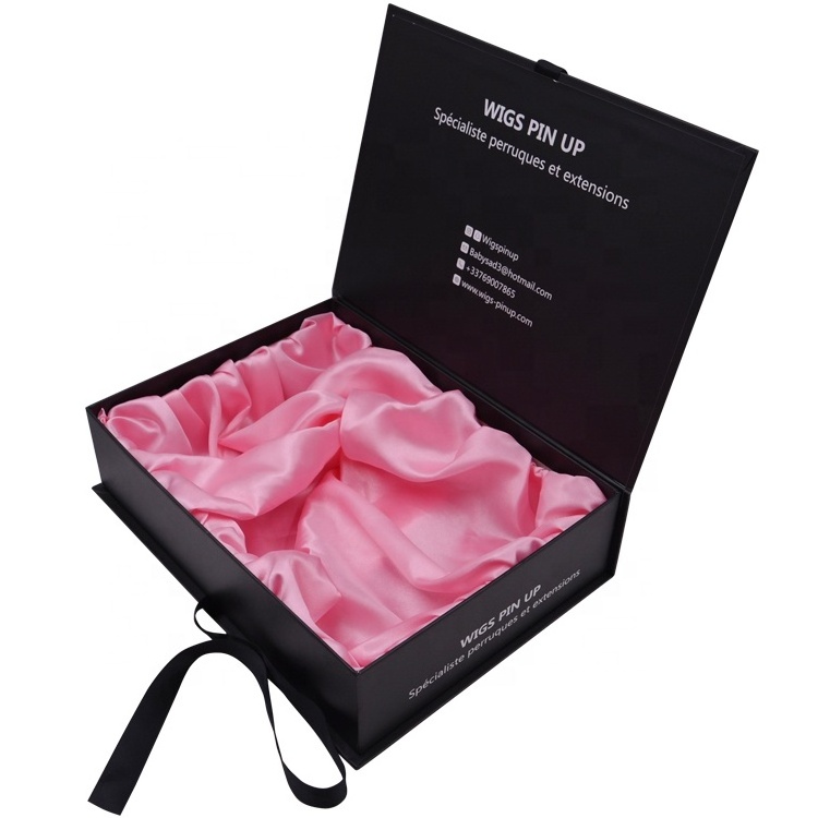 Luxury Custom Logo Clothing Swimwear Dress Pants Wigs Packaging Box Gift Box with Ribbon and Satin for Hair Extensions Products