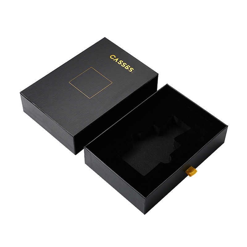 Luxury Gold Sliding Drawer Boxes Custom Logo Perfume Gift Box Packaging Black 30ML 50ML 100ML Fragrance Essential Oil Box