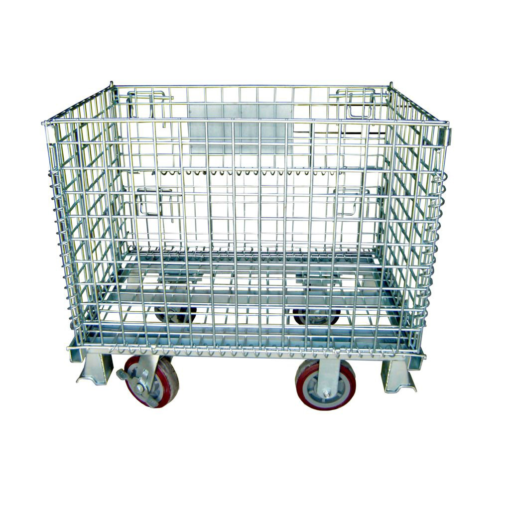 The new upgrade Storage cage Foldable pallet Wire Mesh Cage on  for store Warehouse cage For Directly Stacking Goods