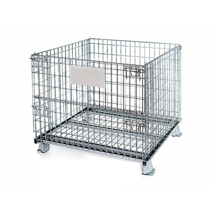 Wire Mesh Pallet Cages Add stacking rack storage cage Manufacturer sales Collapsible heavy duty Metal  pallet box with Lid