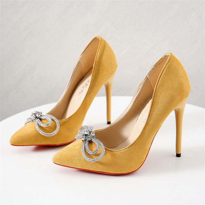 Lady shoes 2022 pointed toe with rhinestone women high heels