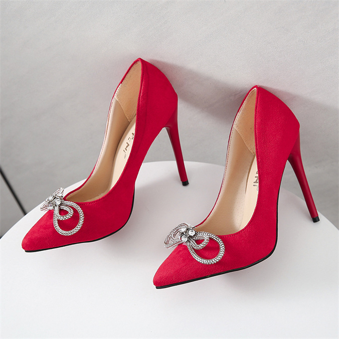 Lady shoes 2022 pointed toe with rhinestone women high heels