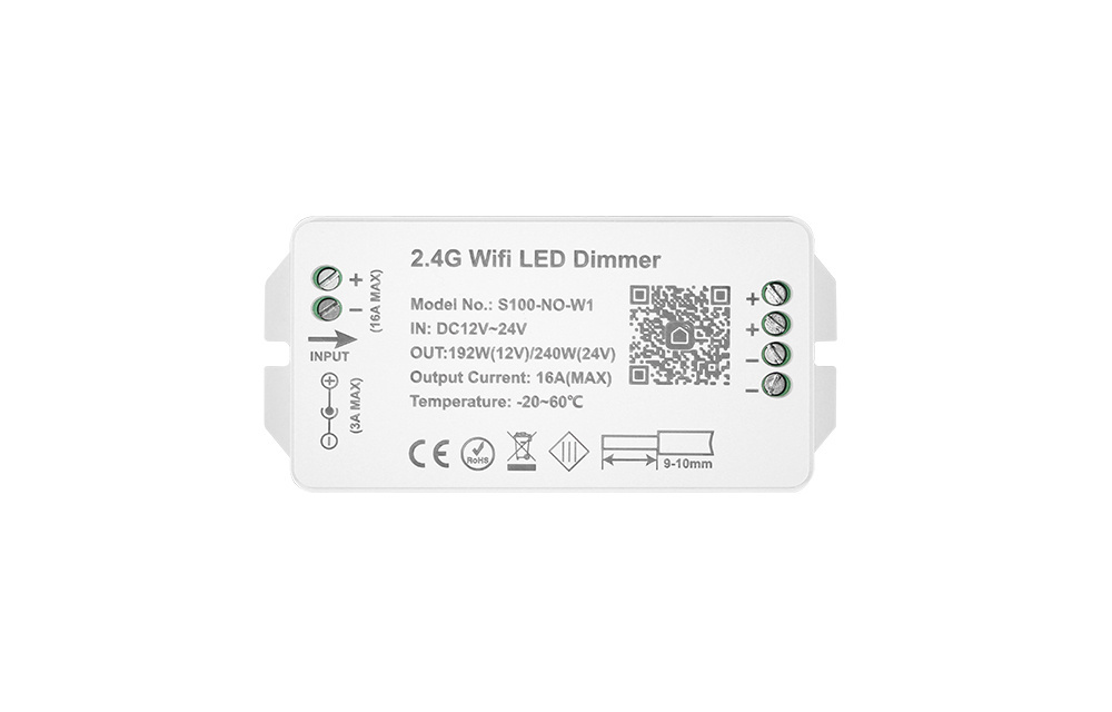 Best Selling DC12-24V Plastic Case Tuya RF 2.4G Wireless Single Color Dimmer WiFi  Led Controller