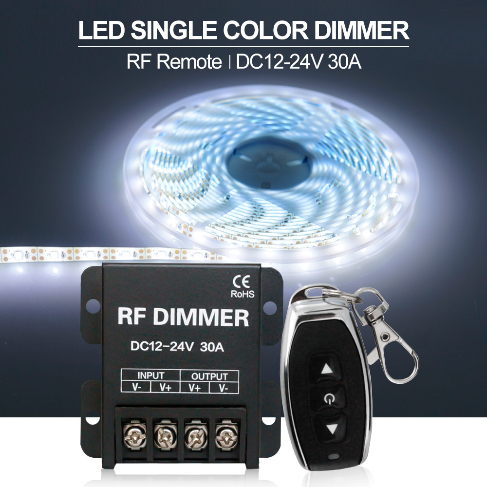 Best price 360W RF Single Color Strip Light 12 volt dimmer PWM 5v led controller 30A 3 Keys LED Dimmer switch for led light