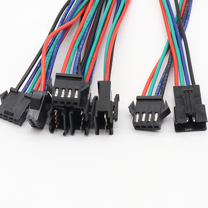 Factory sales 3Pin 4pin LED Connector Male Female RGB JST Plug Connector Wire Cable For LED Strip Connector