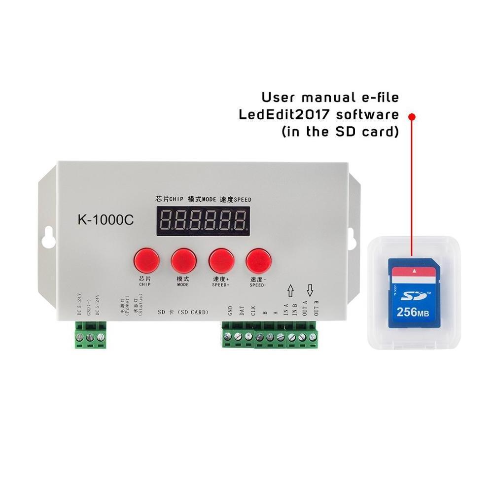 SD card rgb digital DMX512 led pixel controller K-1000C T-1000S with address writer function