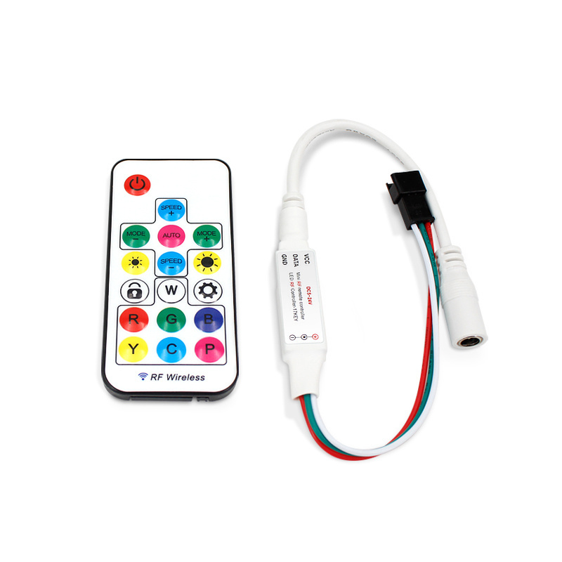 Factory direct 5V 24V full color spi mini rf 17key remote control led pixel Light controller for WS2811WS2812B WS2813 USC1903