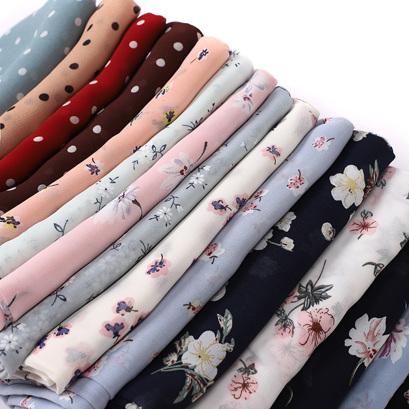 Ethnic-Style Solid Muslim Printed Chiffon Hijab Scarf Women's Long Arab Headscarf Floral Islam Shawl Wrap Logo Gift Boxed