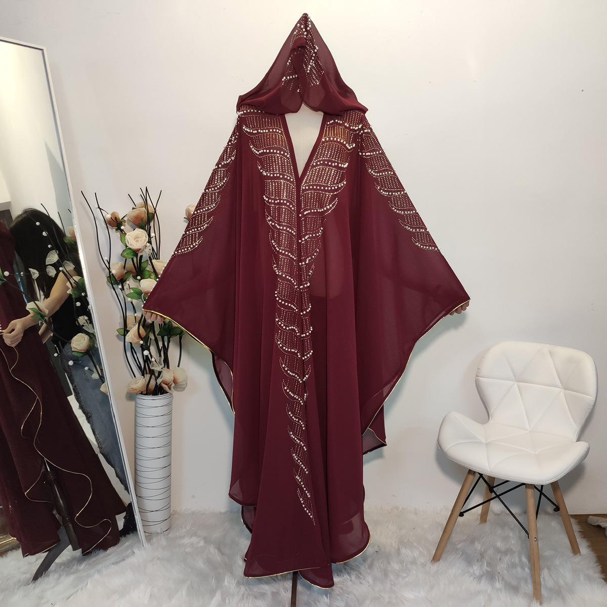 New European Design Abayas Dubai Abaya Wholesale Muslim Dress Bats Sleeves Design Loose Abaya