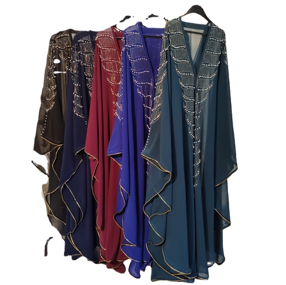 New European Design Abayas Dubai Abaya Wholesale Muslim Dress Bats Sleeves Design Loose Abaya