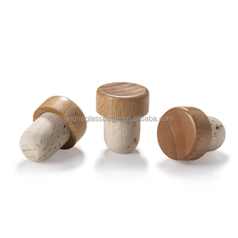 JINGNA Customized Engraved Logo Wood Bar Top Cork Synthetic Glass Bottle Stopper Wine Cork