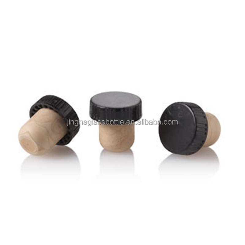 JINGNA Customized Engraved Logo Wood Bar Top Cork Synthetic Glass Bottle Stopper Wine Cork