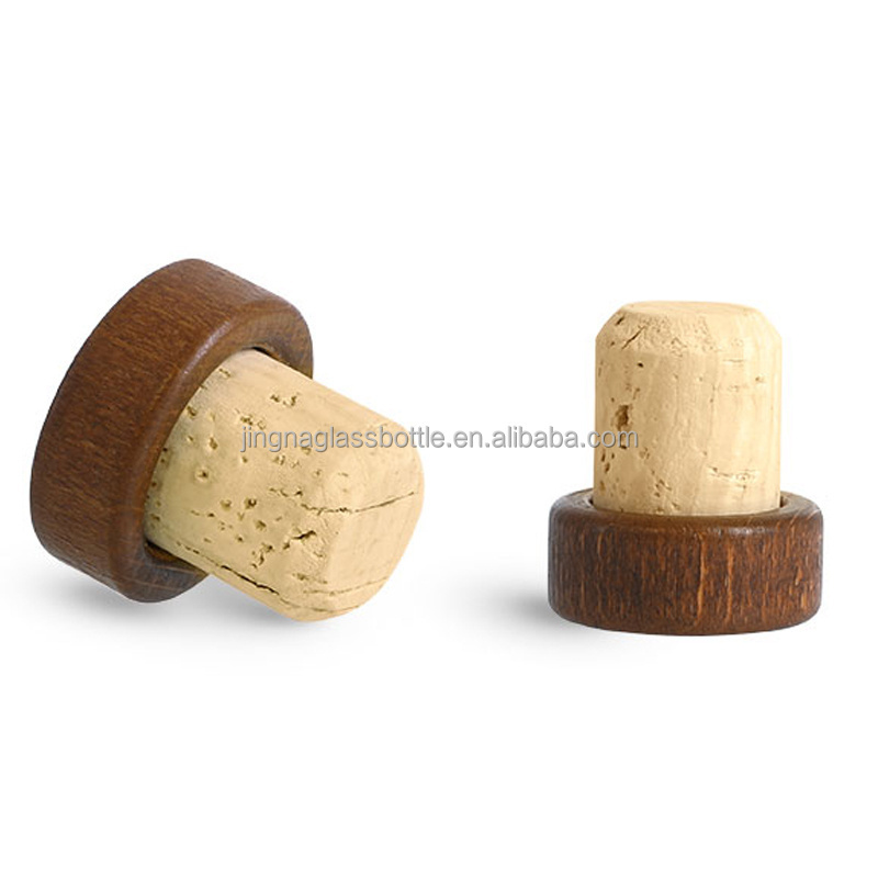 JINGNA Customized Engraved Logo Wood Bar Top Cork Synthetic Glass Bottle Stopper Wine Cork