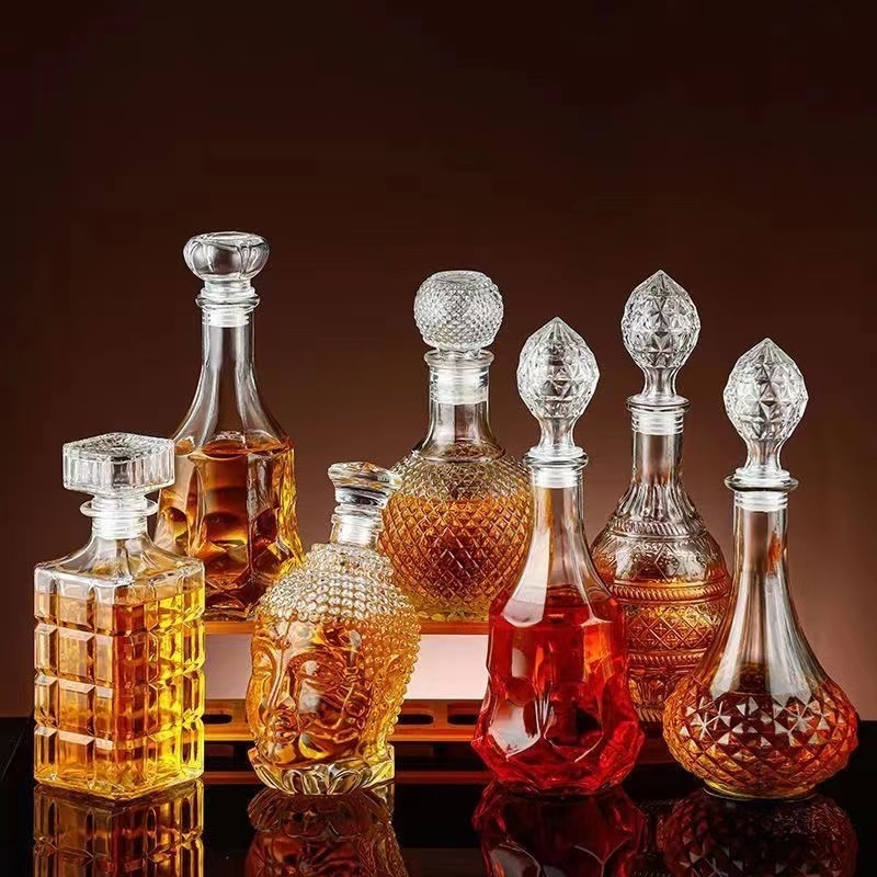 JINGNA recyclable unique shaped 100ml clear spirit rum brandy tequila whisky vodka liquor Decanter wine bottle glass bottles