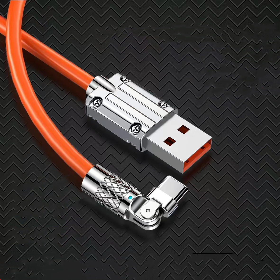 Tpe Mobile Charger Cable Fast Charging Zinc Alloy 180 Degree Type C Usb Cable With Led Cable Light