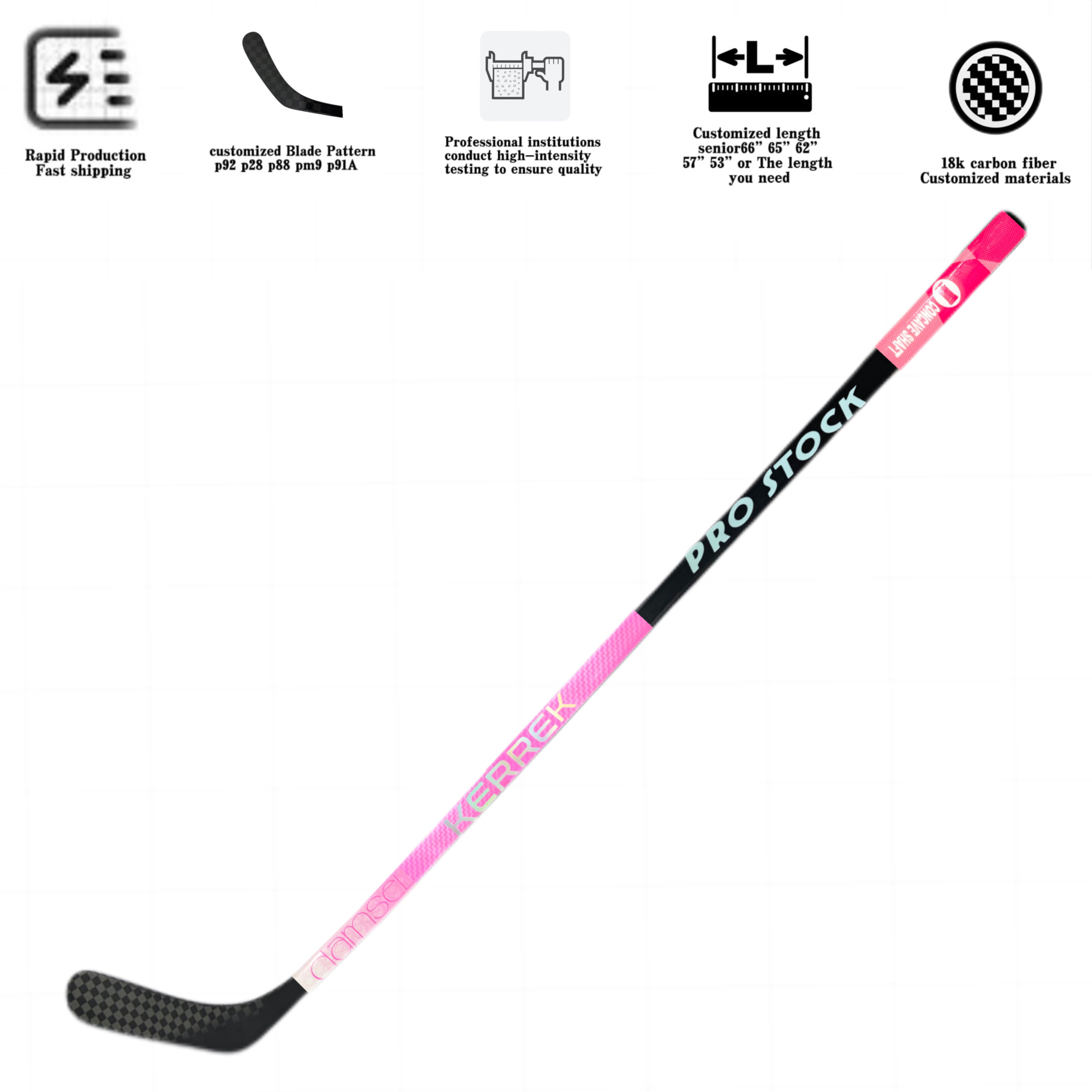 Grip Senior Field Mini  Custom White Proto R  Charms Ice Hockey Stick 375G Carbon Fiber One-Piece Hockey Stick For Sale