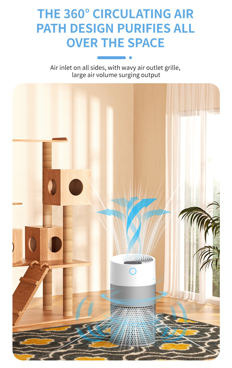 JNUO Air Purifier LED Touch control with 4 fan speed settings Smoke Removal for Home Purifier Air