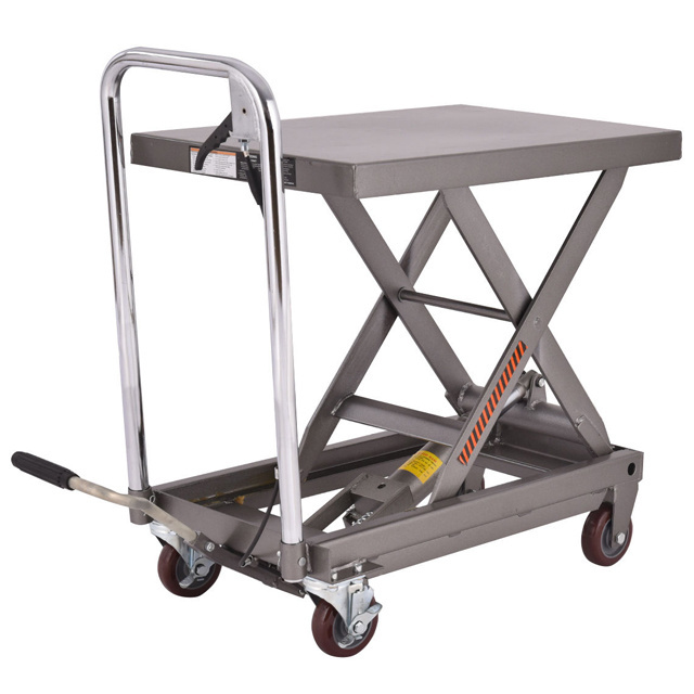 hand movable truck with scissor lift table manual hydraulic platform