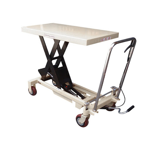 hand movable truck with scissor lift table manual hydraulic platform