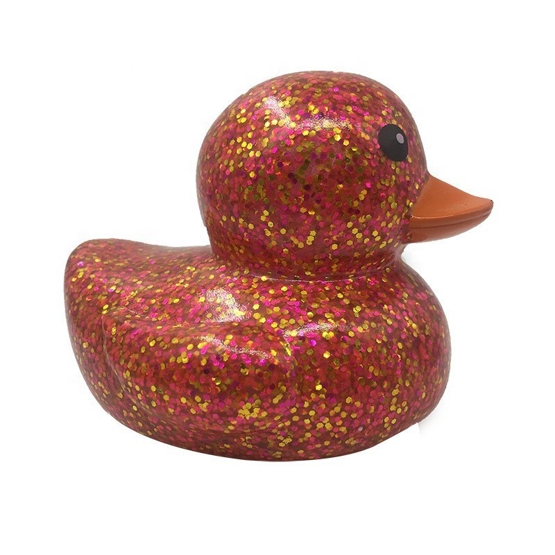 Yiwu JO Hot Sale Glitter Ducks For Baby Bath Children Kids Swimming Water Game Mini Soft Rubber Floating Small Toy Wholesale 2022