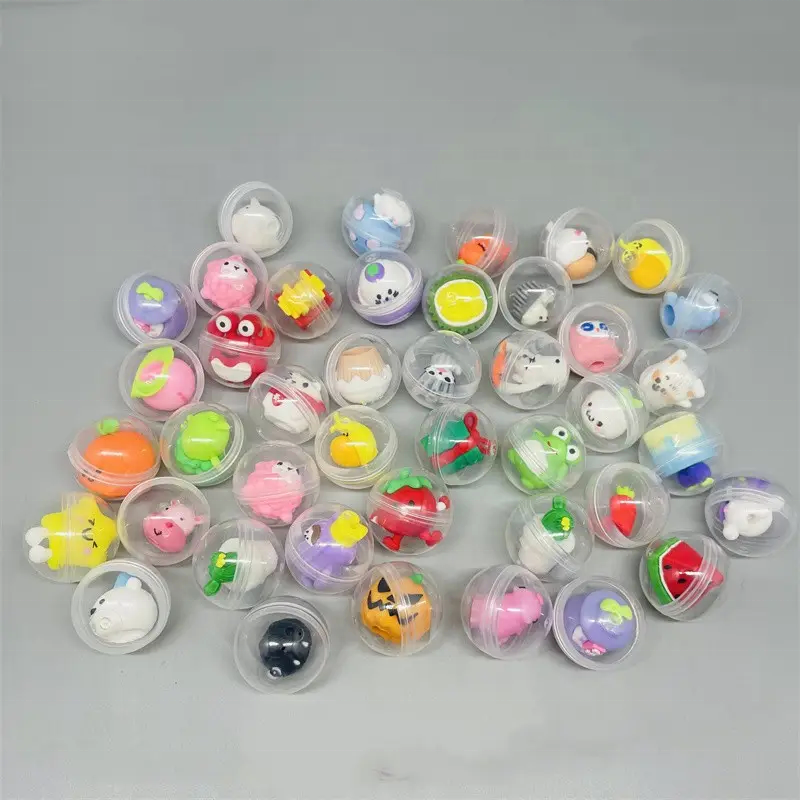 Cheap Wholesale Custom 32mm Surprise Gashapon Transparent Vending Capsule Clear  With Mixed 3D Doll Figure Toy Vending Machine