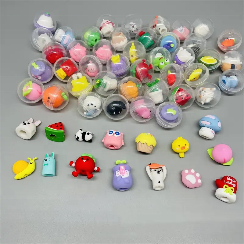 Cheap Wholesale Custom 32mm Surprise Gashapon Transparent Vending Capsule Clear  With Mixed 3D Doll Figure Toy Vending Machine