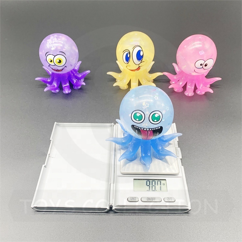 High Quality Anti Squeeze Plastic Toys TPR Decompress Flashing Light  Squeeze Suction Rubber Octopus Squishy Toys