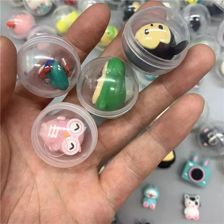 Cheap Wholesale Custom 32mm Surprise Gashapon Transparent Vending Capsule Clear  With Mixed 3D Doll Figure Toy Vending Machine