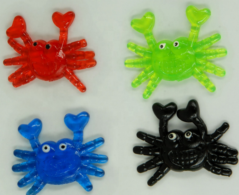 Custom Designs Promotion Soft Stretched Colorful Squishy 3D TPR Stretchy Sticky Toys Crab Animal Sticky Toy