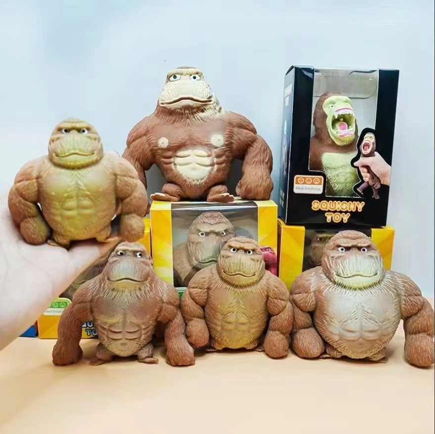 New Wholesale OEM ODM TPR Monkey Stress Relief Squeeze Chimpanzees Fidget Toys Strong Stretch Squeeze Stretchy Gorilla Toy