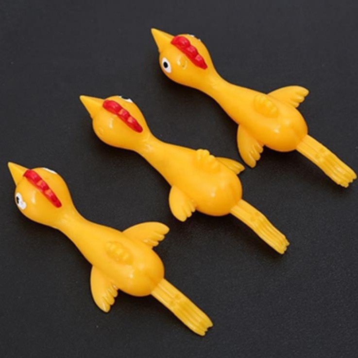 Hot Items Soft TPR Chicken Slingshot Table Game Sling Shot Chick Fun Playing Small Yellow Shooting Toys Slingshot Catapult Toy