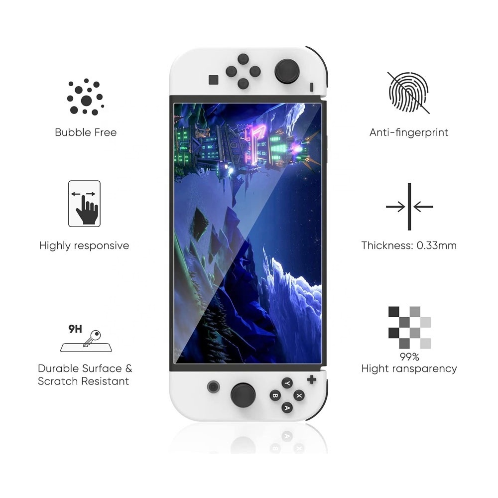 Nuglas premium 2.5d clear game player tempered glass screen protector for Nintendo switch oled